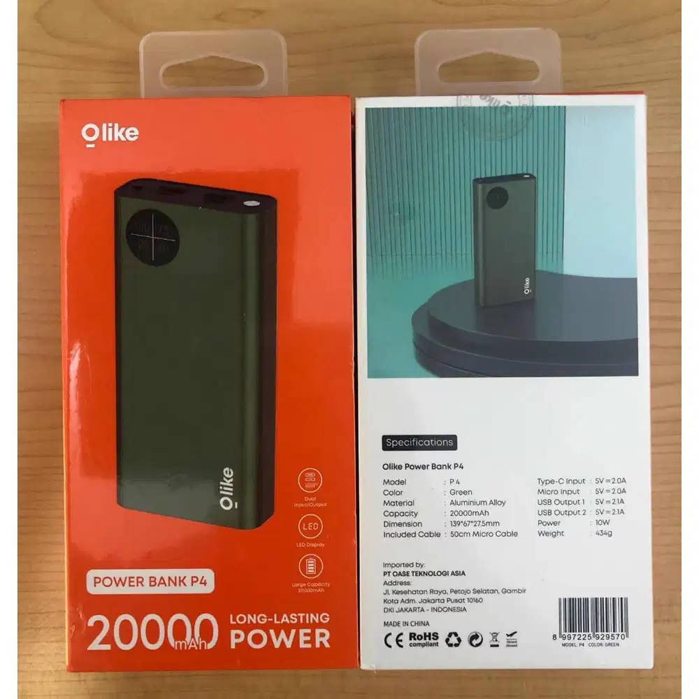 Power Bank Olike P4  20000mAh Dual Port Output Input USB Type C