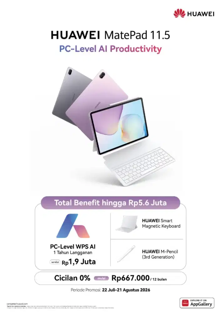 Huawei Matepad 11.5 2026 Papermatte ( include keyboard dan pensil )