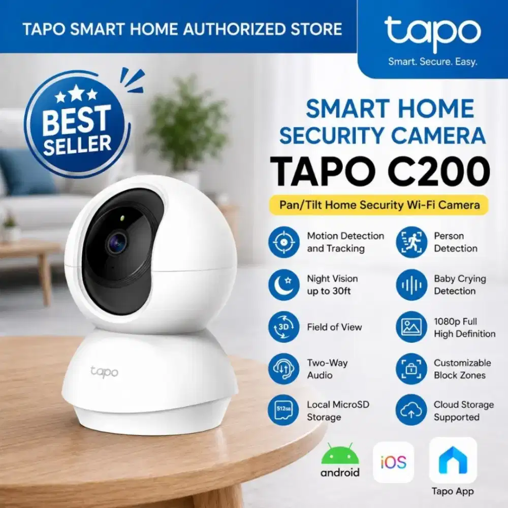 TP-LINK Tapo C200 Pan/Tilt Wi-Fi Camera Full HD 1080P