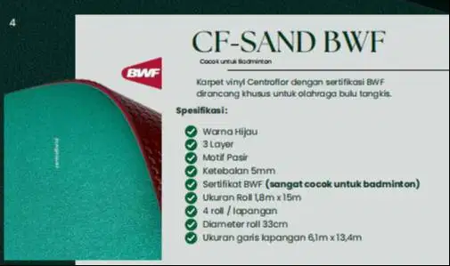 Vinyl Roll Sport ARNI Tebal 5mm Vinyl Lapangan Olahraga Indoor Badmint