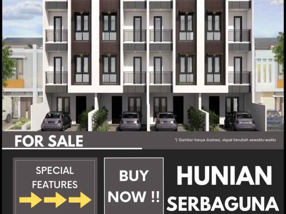 Di jual Rumah baru 4 lantai 3 kamar harga dibawah 2 M dalam komplek dekat ITC cempaka mas di Sumur Batu Kemayoran jakarta pusat