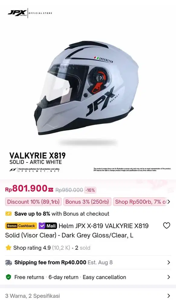 Helm JPX VALKYRIE X819 White