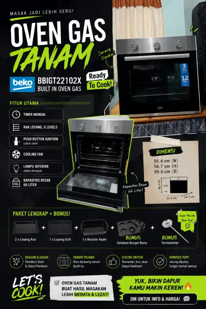 Oven gas tanam BEKO BBIGT22102X