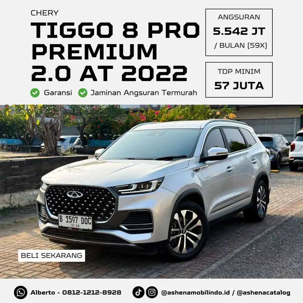 (Low KM) Chery Tiggo 8 Pro Premium 2.0 AT Silver Panoramic Sunroof