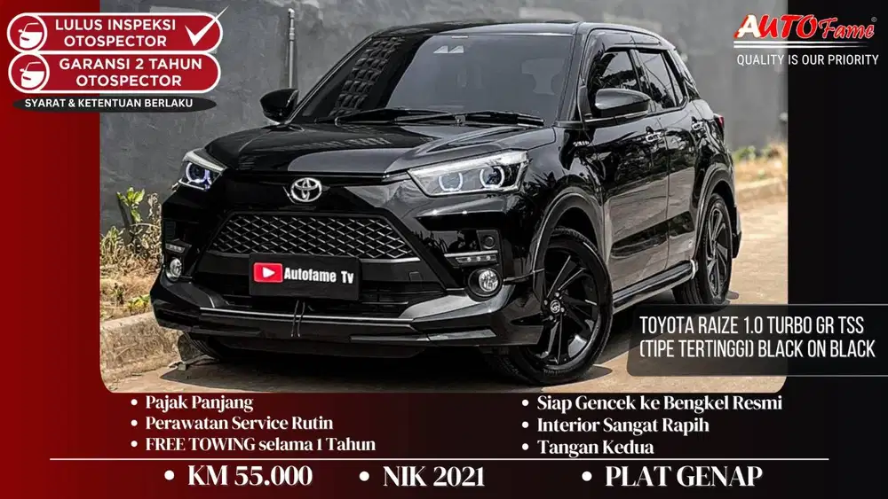 Toyota Raize 1.0 Turbo GR TSS (Tipe Tertinggi) Black On Black NIK 2021
