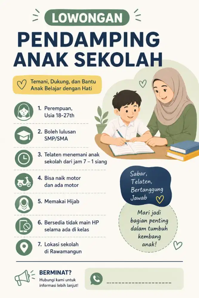 Lowongan Pendamping Sekolah