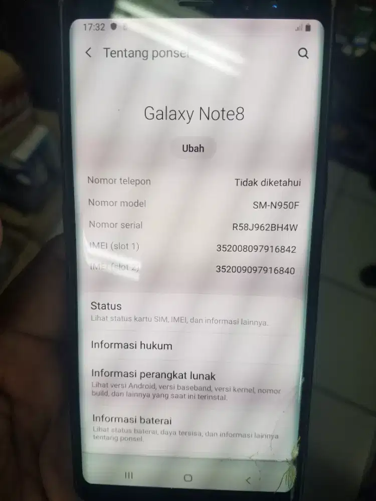 Samsung galaxy note 8 6/64 batangan minus