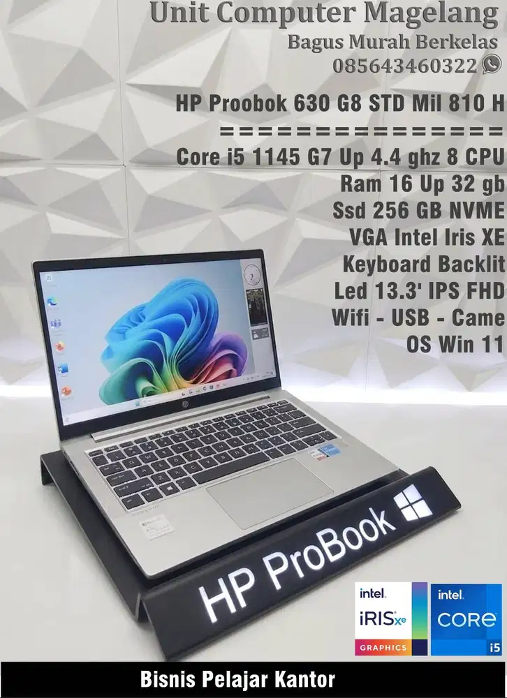 HP Proobok 630 G8 STD Mil 810 H II Seperti baru II i5 gen 11 Ii 16 GB
