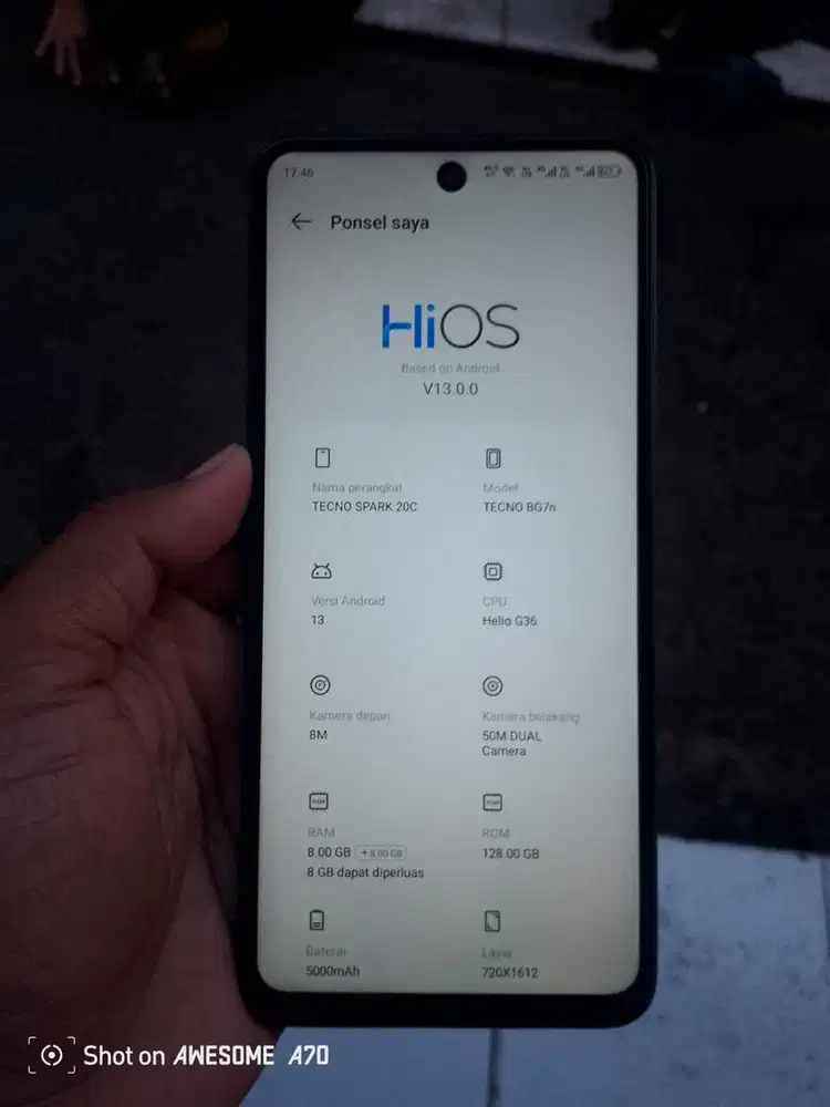 BU hp tecno spark 20c 8+8/128 lcd masih ori batere awet fp & fu aman