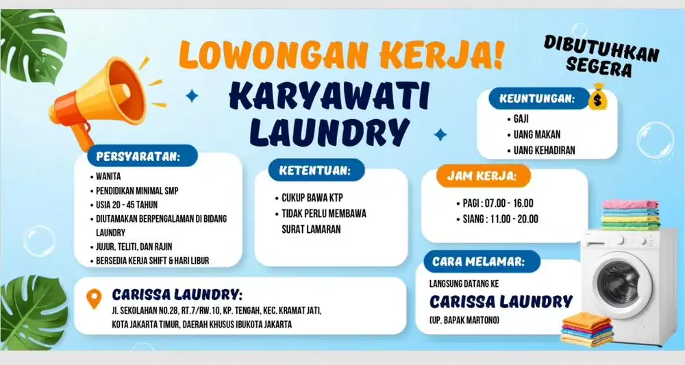 Lowongan karyawan laundry
