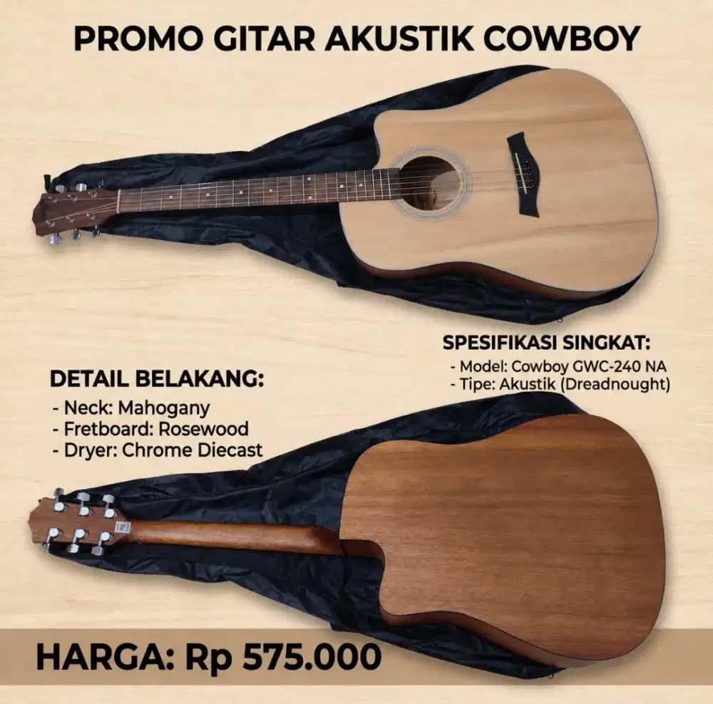 Gitar Cowboy Original dan Artisan, Murah Meriah