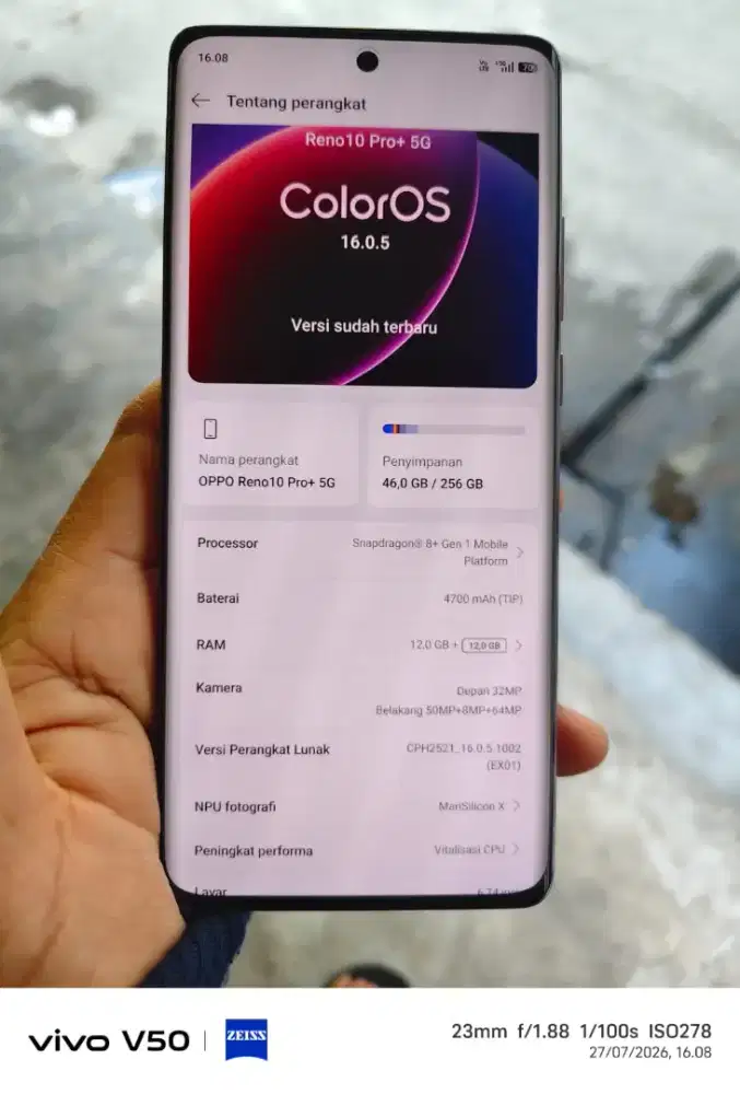 Oppo reno 10 pro+ 5G ram 12+12/256 mulus 94% no minus
