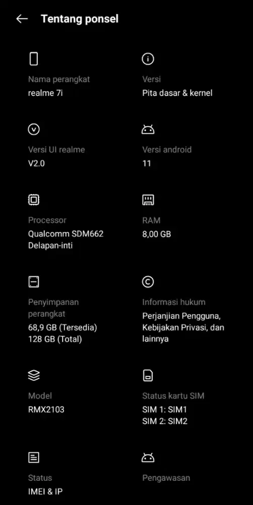 realme 7i ram8/128 minat gas
