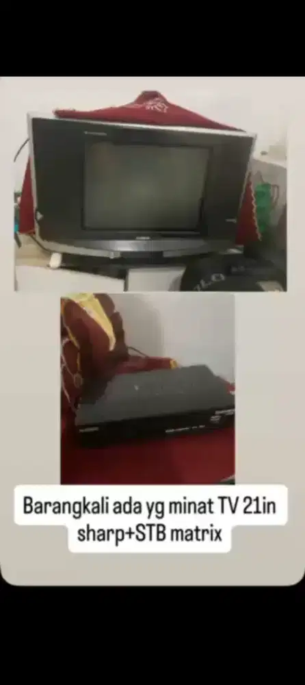 Dijual Satu Set tv tabung merk Sharp dan STB merk Matrix