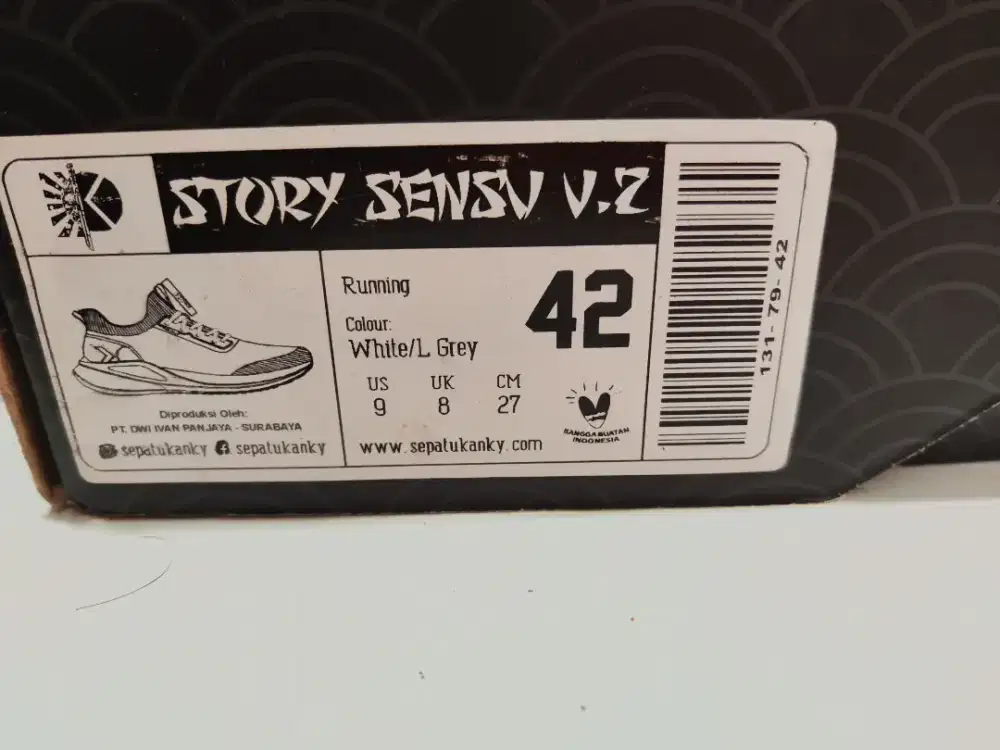 Kanky story sensu V2 white grey ukuran 42