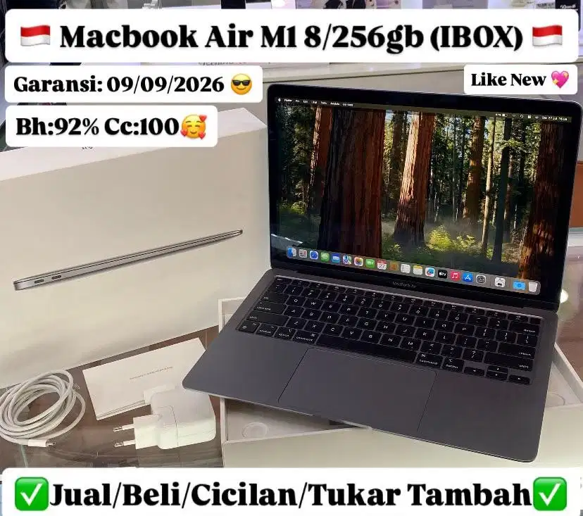 Macbook Air M1 8/256 Gb Space Grey Ibox resmi