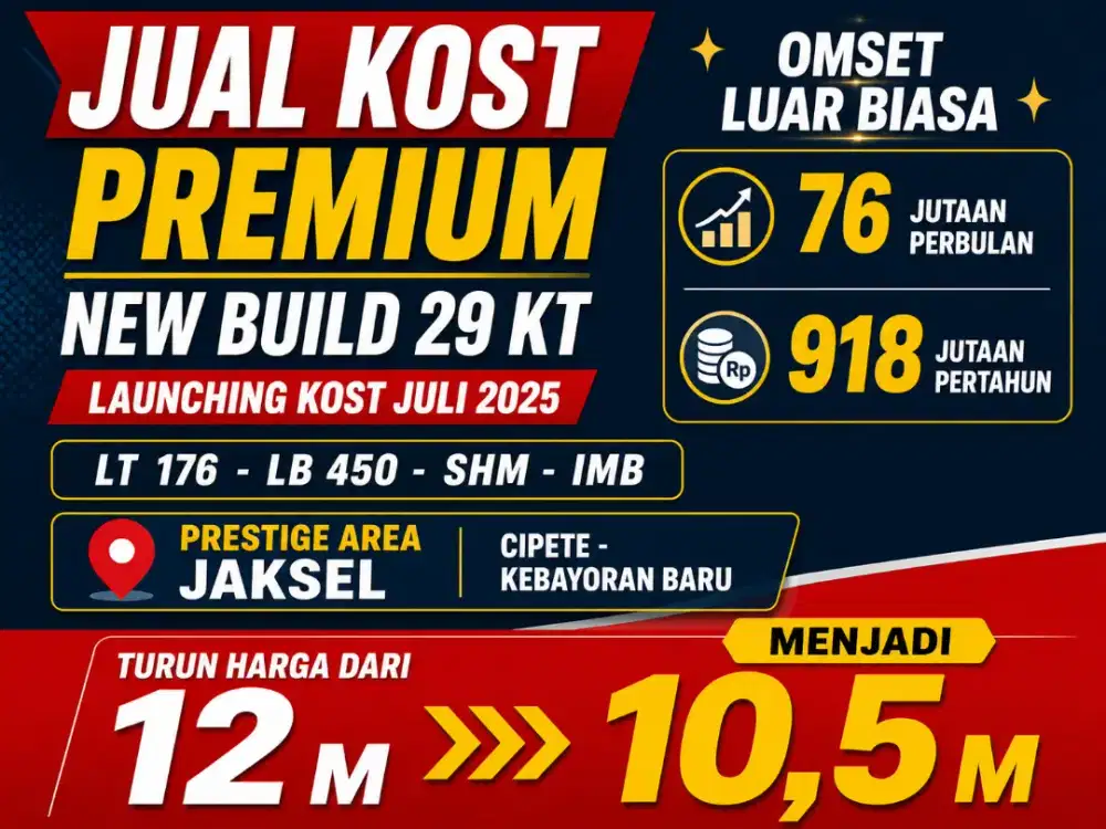 JUAL KOST KOSAN BARU PREMIUM PRESTIGE AREA CIPETE KEBAYORAN BARU