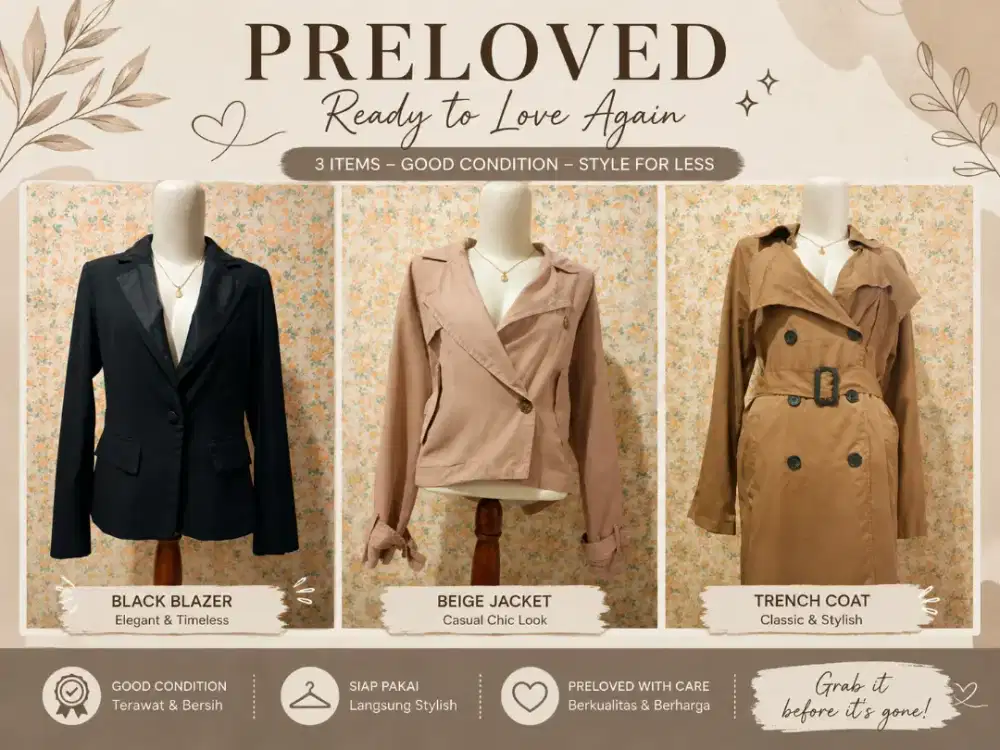 150k dapat 3 item: 2 blazer cantik plus 1 long coat Korea!!!