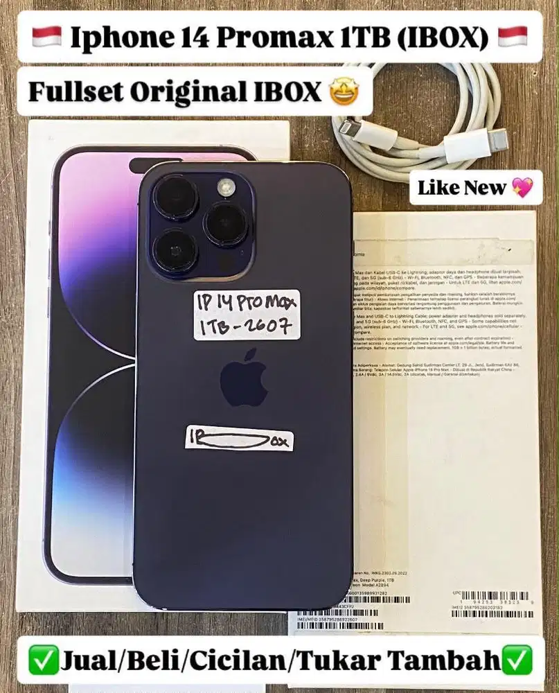 Iphone 14 Promax 1 Tb Deep purple ibox resmi