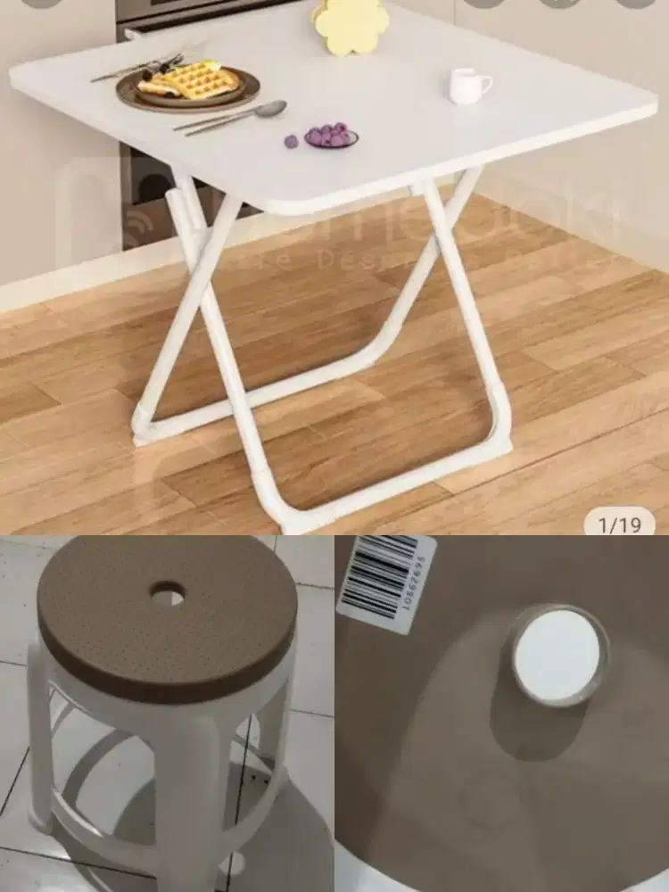 Meja portable merek MEHAA & kursi Salma Furniture