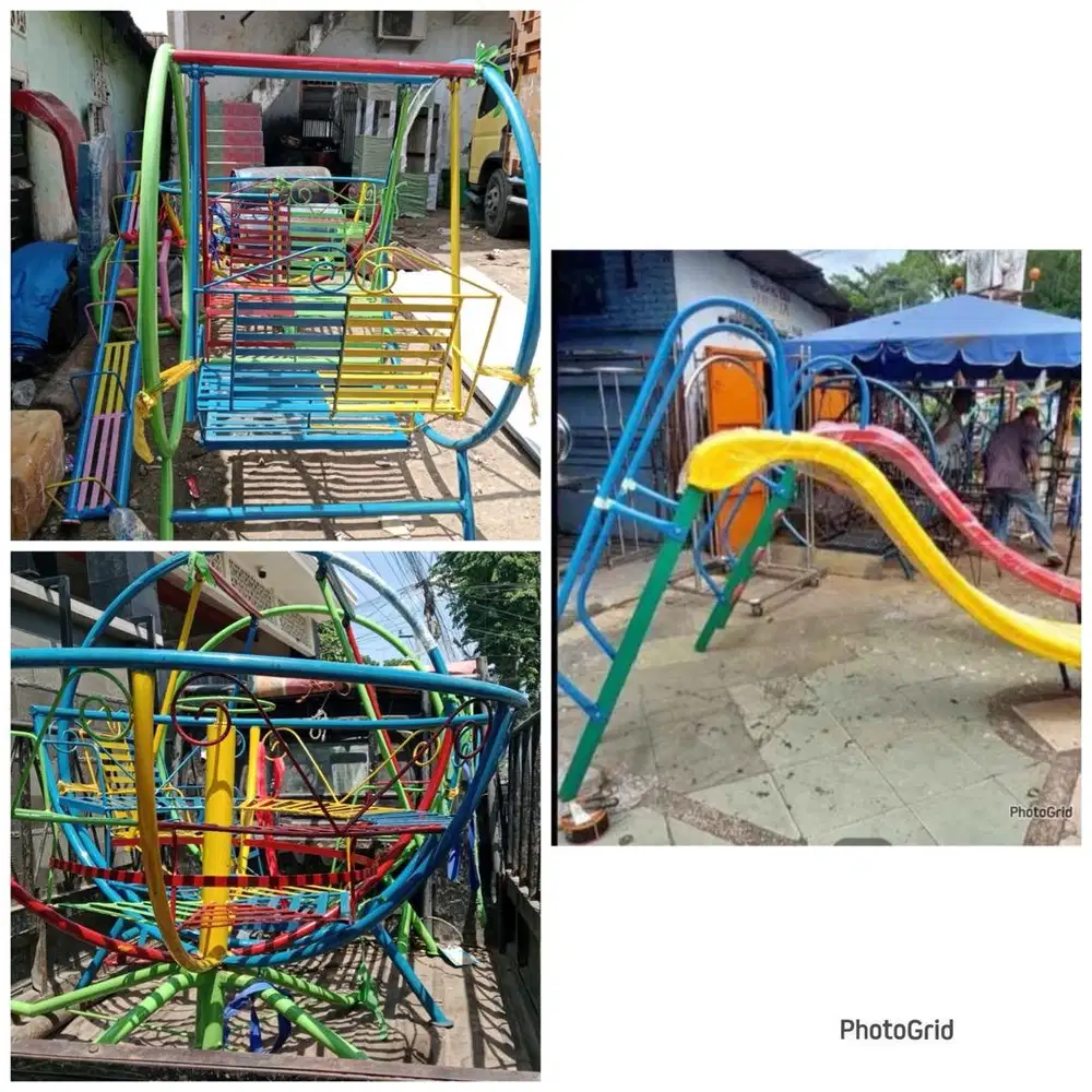 Perosotan, ayunan, jungkat jungkit, playground, mainan outdoor anak