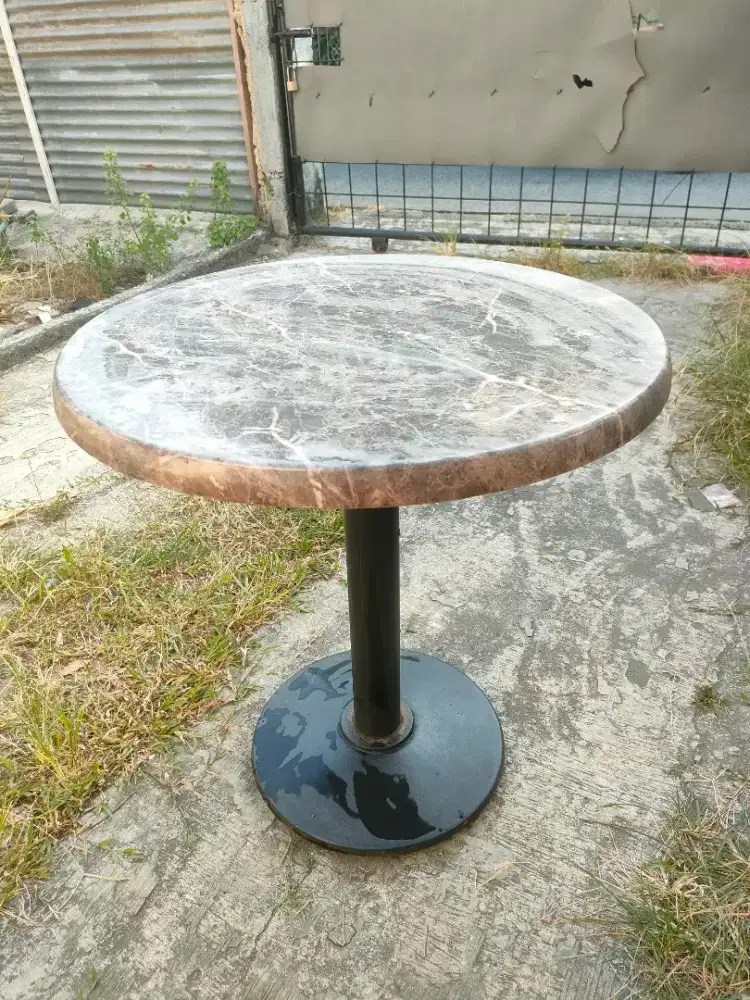 Jual meja bundar / coffee table / meja cafe motif marmer