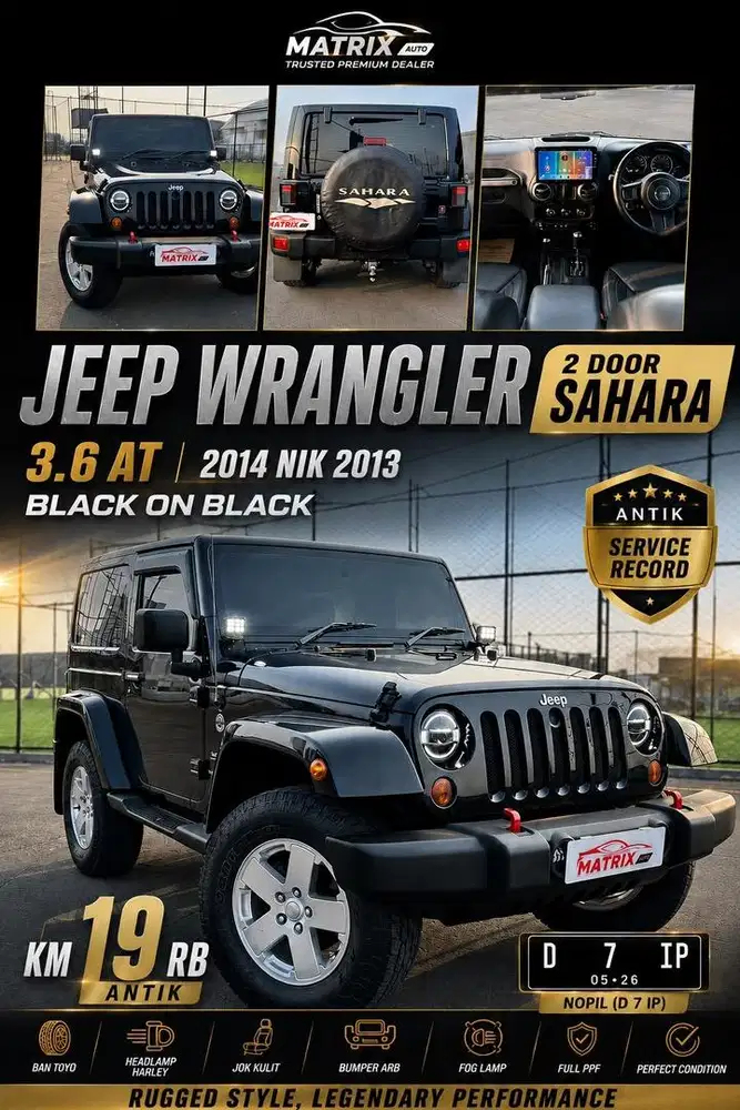 Jeep Wrangler 2Door sahara 3.6 At 2014 nik 2013
