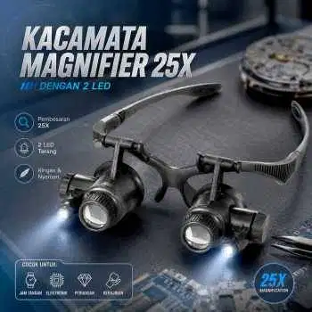 Kacamata Pembesar 25x Magnifier dengan 2 LED