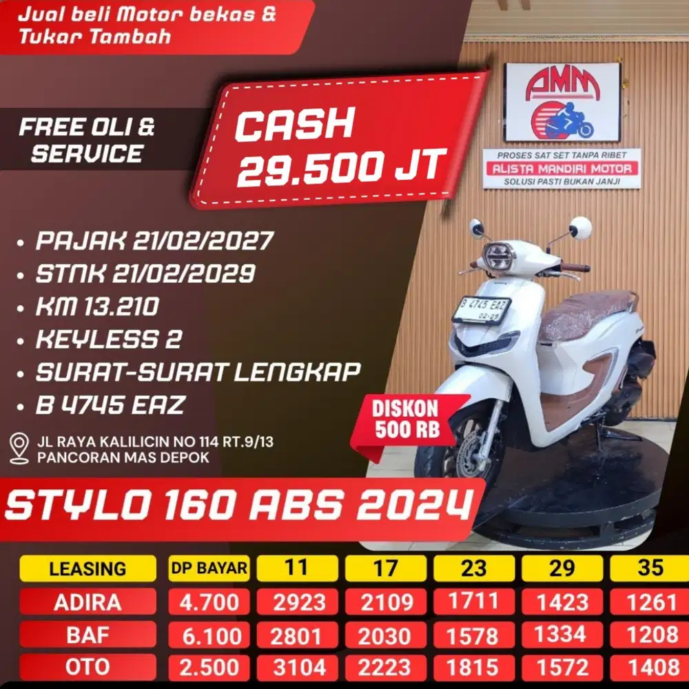 STYLO 160 ABS 2024 PAJAK HIDUP REMOT 2 CASH / KREDIT ALISTA