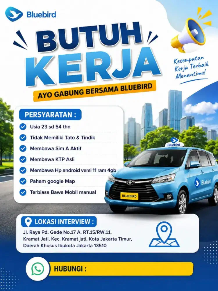 Lowongan driver taxi pool Kramat jati