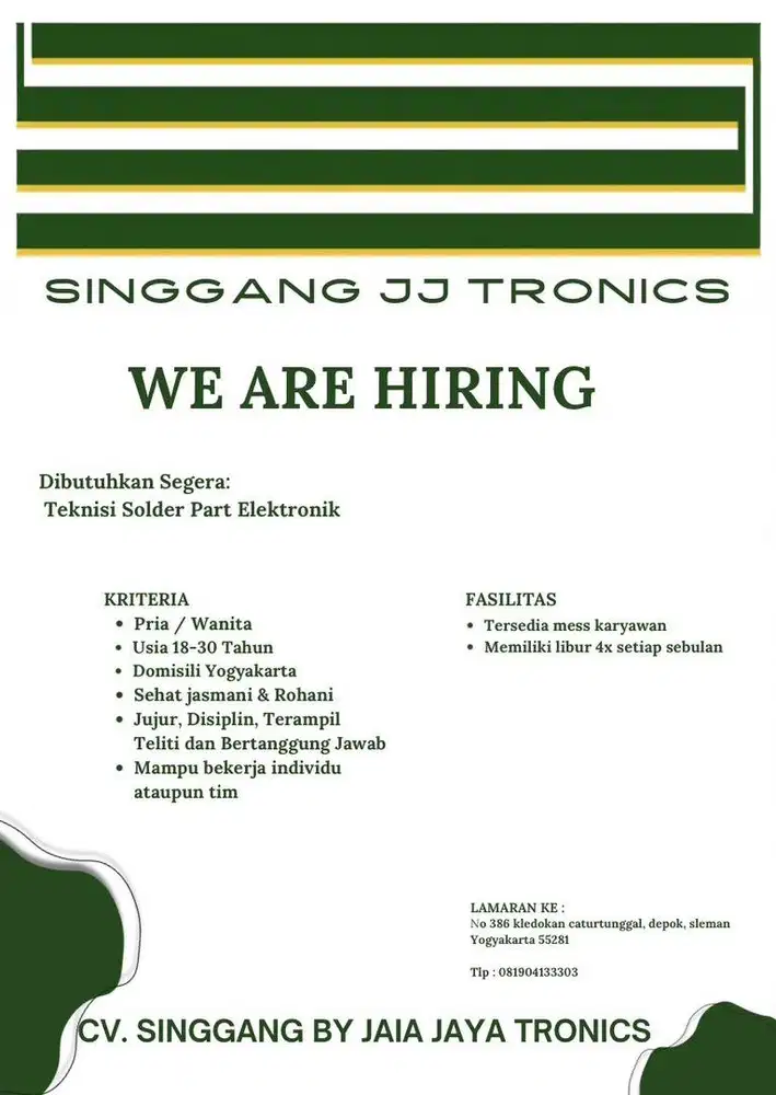Dicari yang bisa menyolder