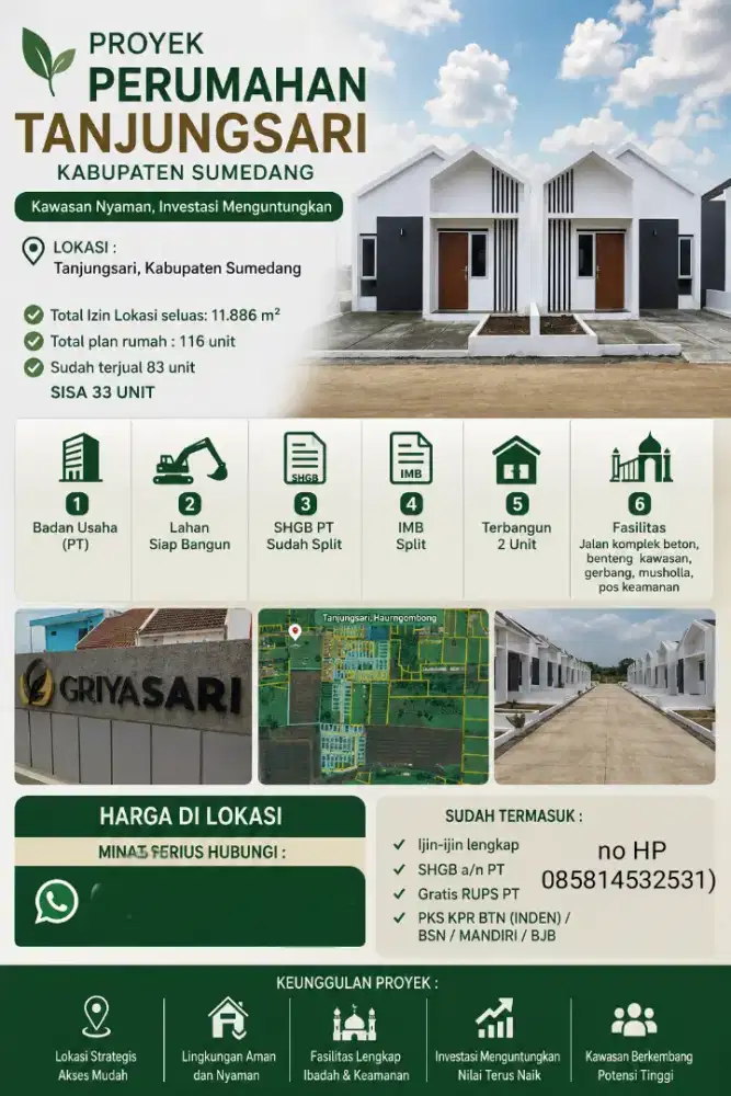 Tanah di jual aset nya komplek grya sari tanjungsari