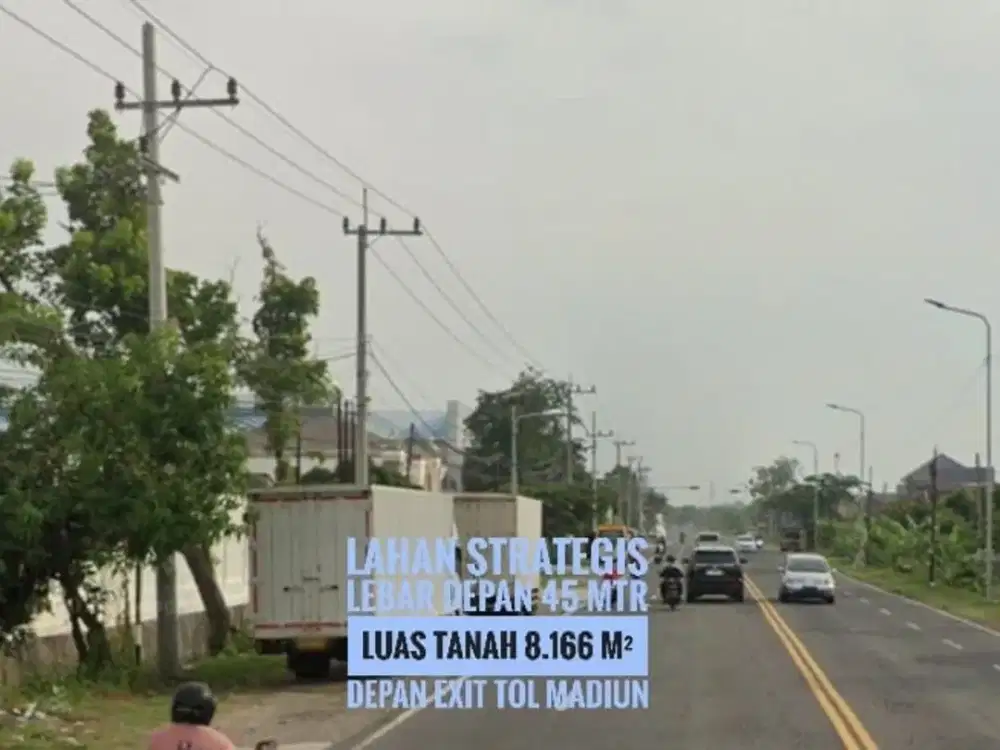 (W) Tanah LD 45 mtr, depan Exit TOL Dumpil MADIUN, Lokasi Ciamik