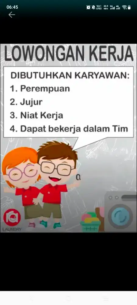 LOWONGAN PEKERJA LAUNDRY