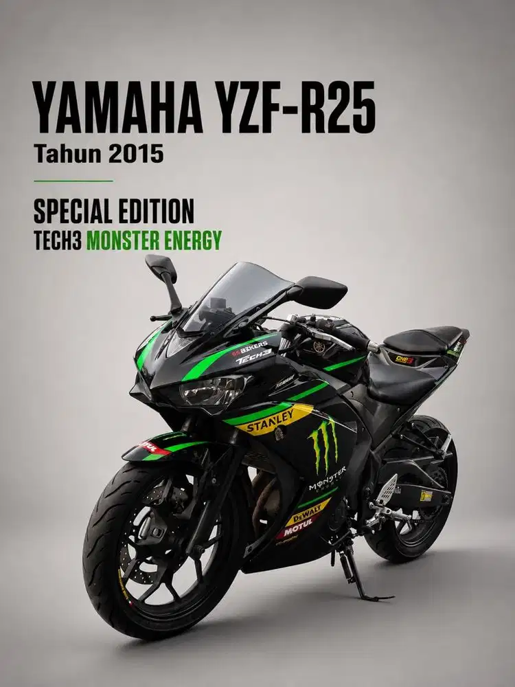 YAMAHA YZF R25 TECH3 MONSTER ENERGY special edition black hitam 2015