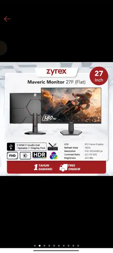 Monitor Gaming 27F 27 ZRYEX - 180HZ - 300 nits