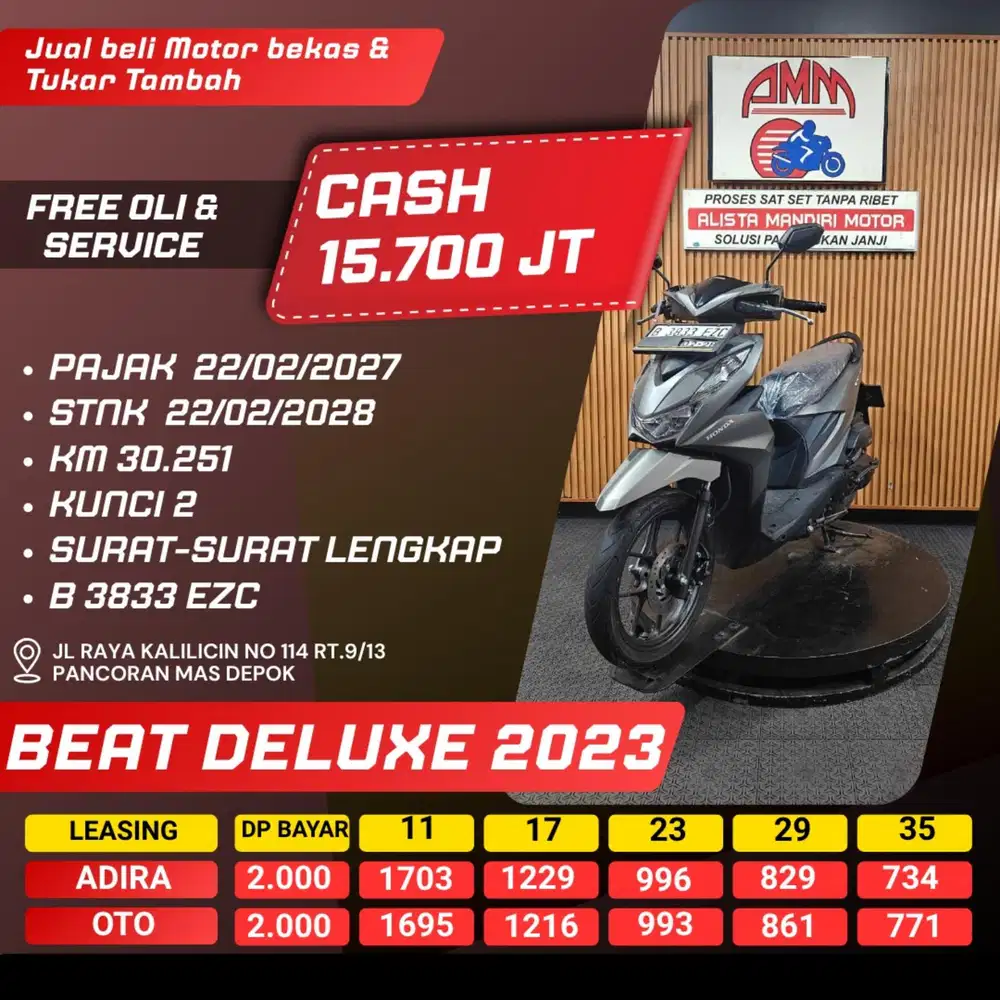 BEAT DELUXE 2023 PAJAK HIDUP KUNCI 2 CASH / KREDIT ALISTA