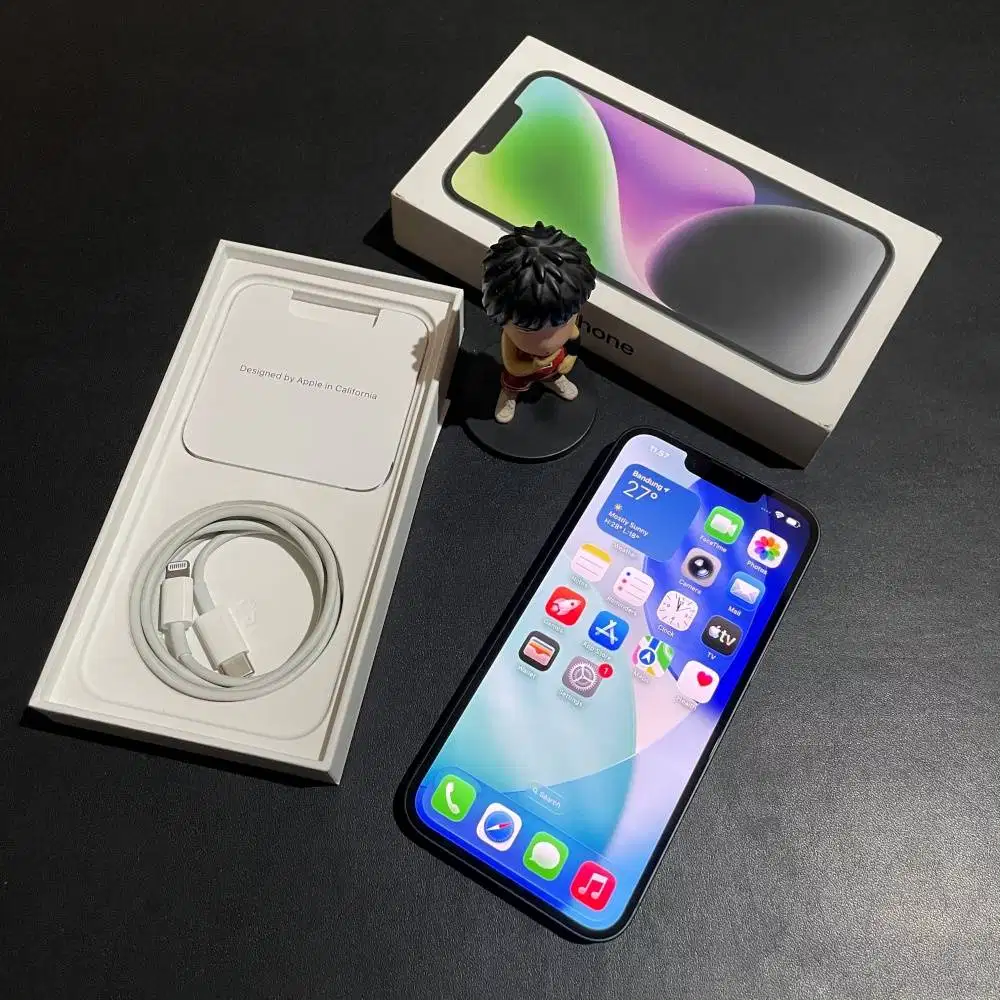 iPhone 14 256gb Garansi iBox Aktif Midnight Fullset Original
