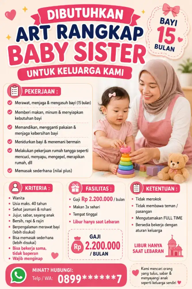 Lowongan Pekerjaan – ART Serabutan + Babysitter