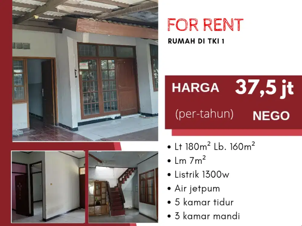 Disewakan rumah di TKI 1