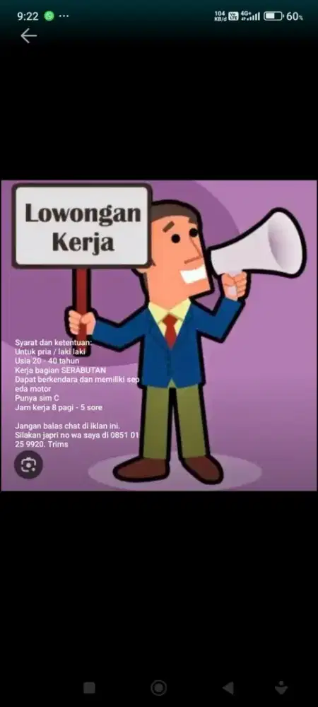 LOWONGAN KERJA AREA SURABAYA TAMBAKSARI