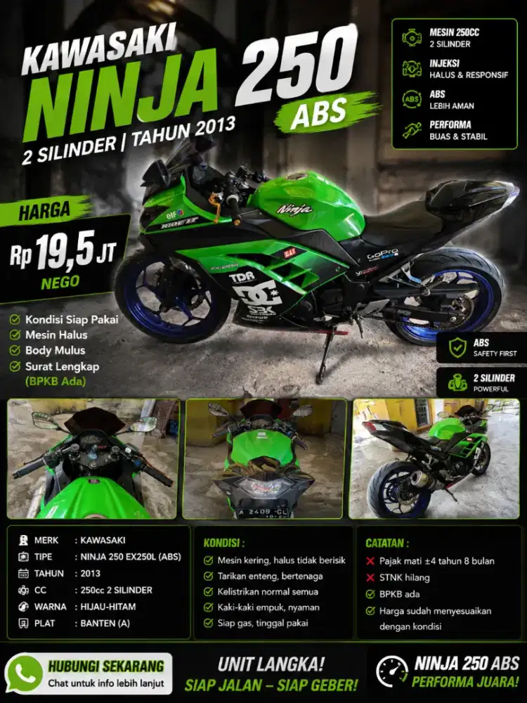 Kawasaki Ninja 250R 2013 ABS – Mesin Halus, Siap Pakai