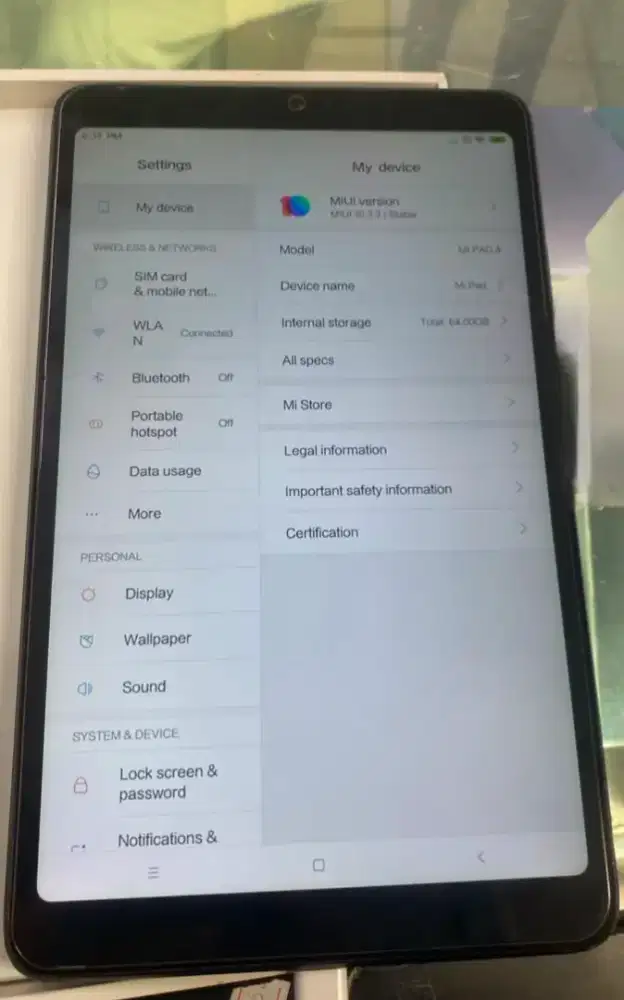 Xiaomi mi pad 4 ram 4/64 4G