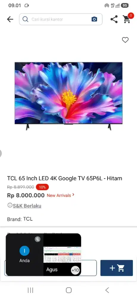 Tcl 65 inch led 4k google tv 65p6l