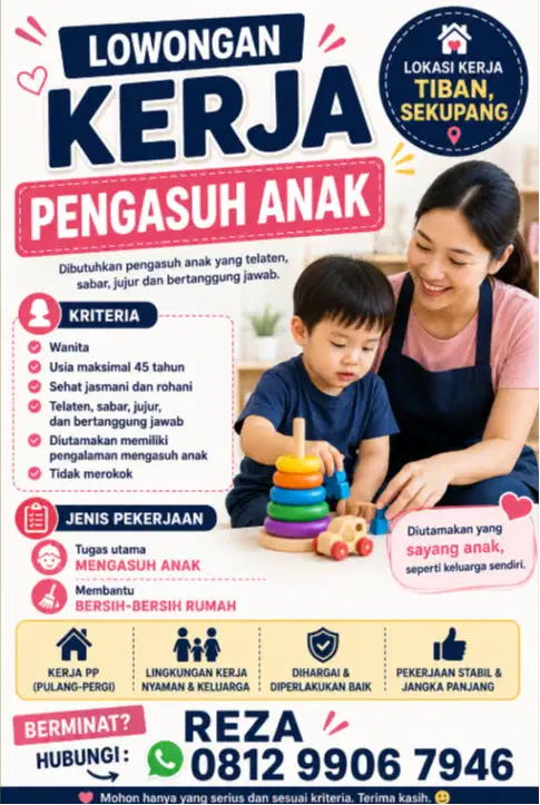 LOWONGAN KERJA – PENGASUH ANAK