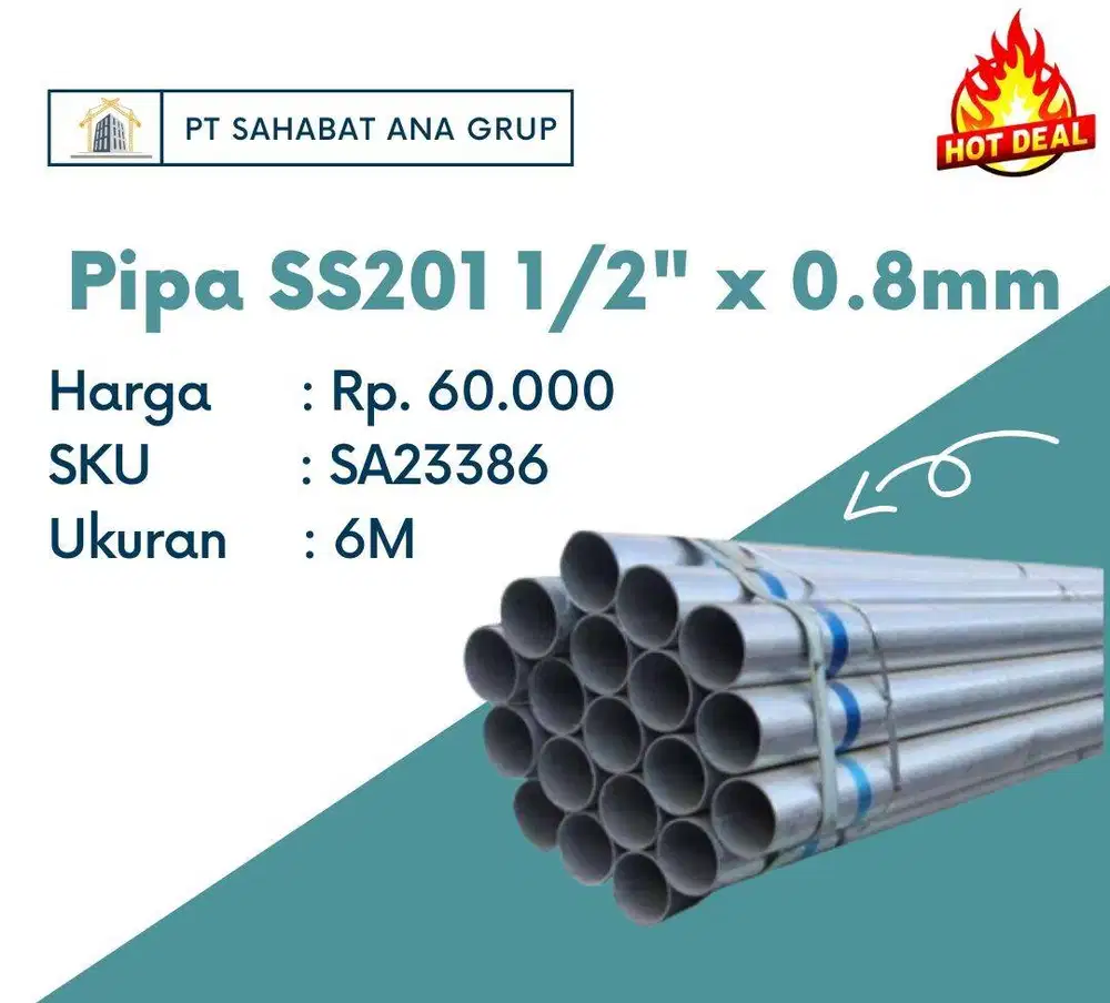 Pipa SS201 1/2 x 0.8mm