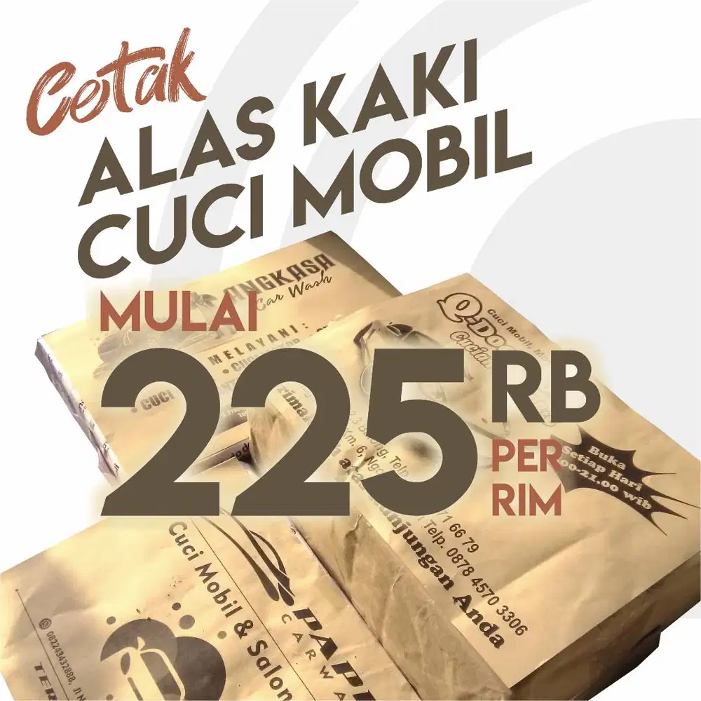 Cetak Alas Kaki Cuci Mobil Mulai 225rb/rim