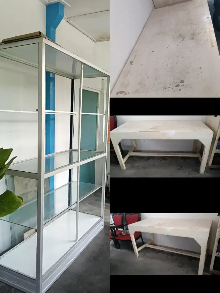 Dijual meja dan etalase tempel tembok.bagian nempel tembok TDK da kaca
