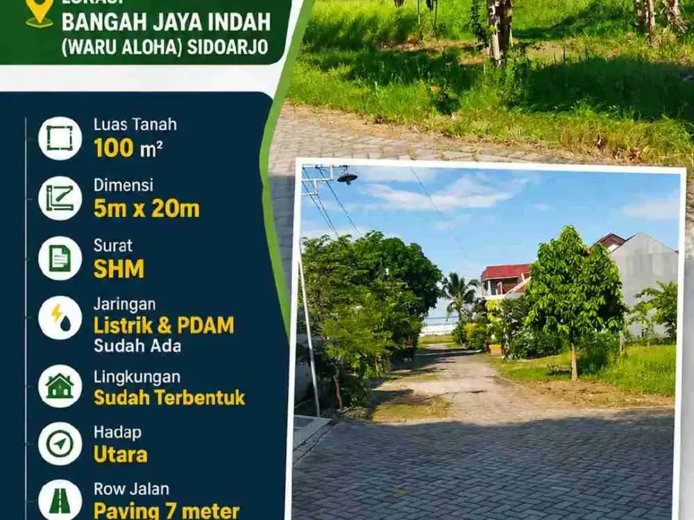 Tanah Murah siap Bangun di Bangah Jaya Indah, Waru, Sda