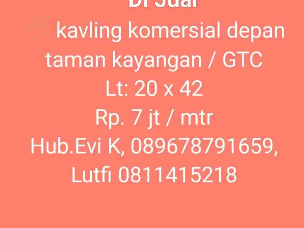 Di Jual Kavling Poros Jalan, jl Danau Tanjung Bunga, dkt komp.Taman kayangan.